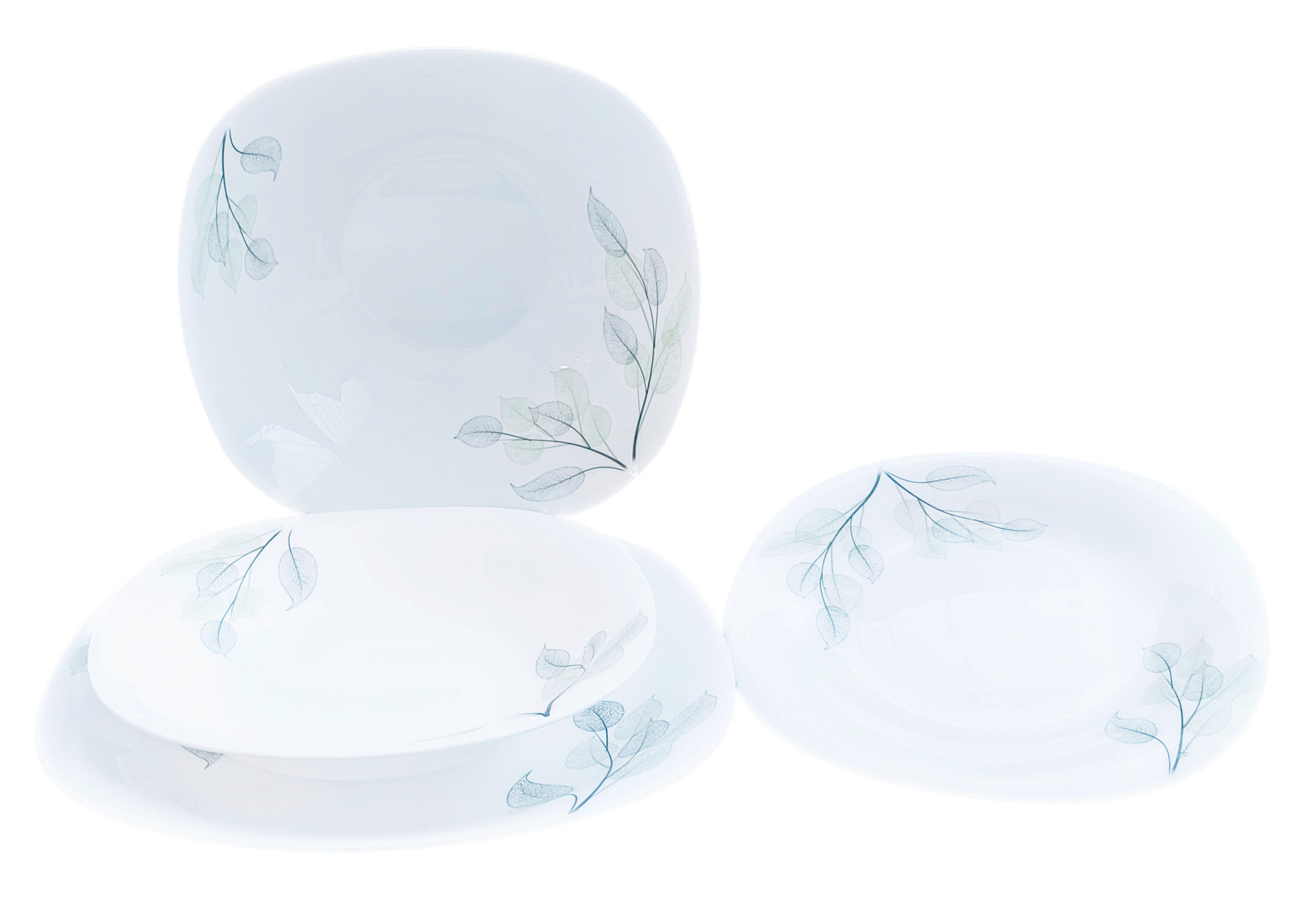 ASZTALI ÉTKÉSZLET 19 részes  - fehér/zöld, Basics, üveg (9.8kg)