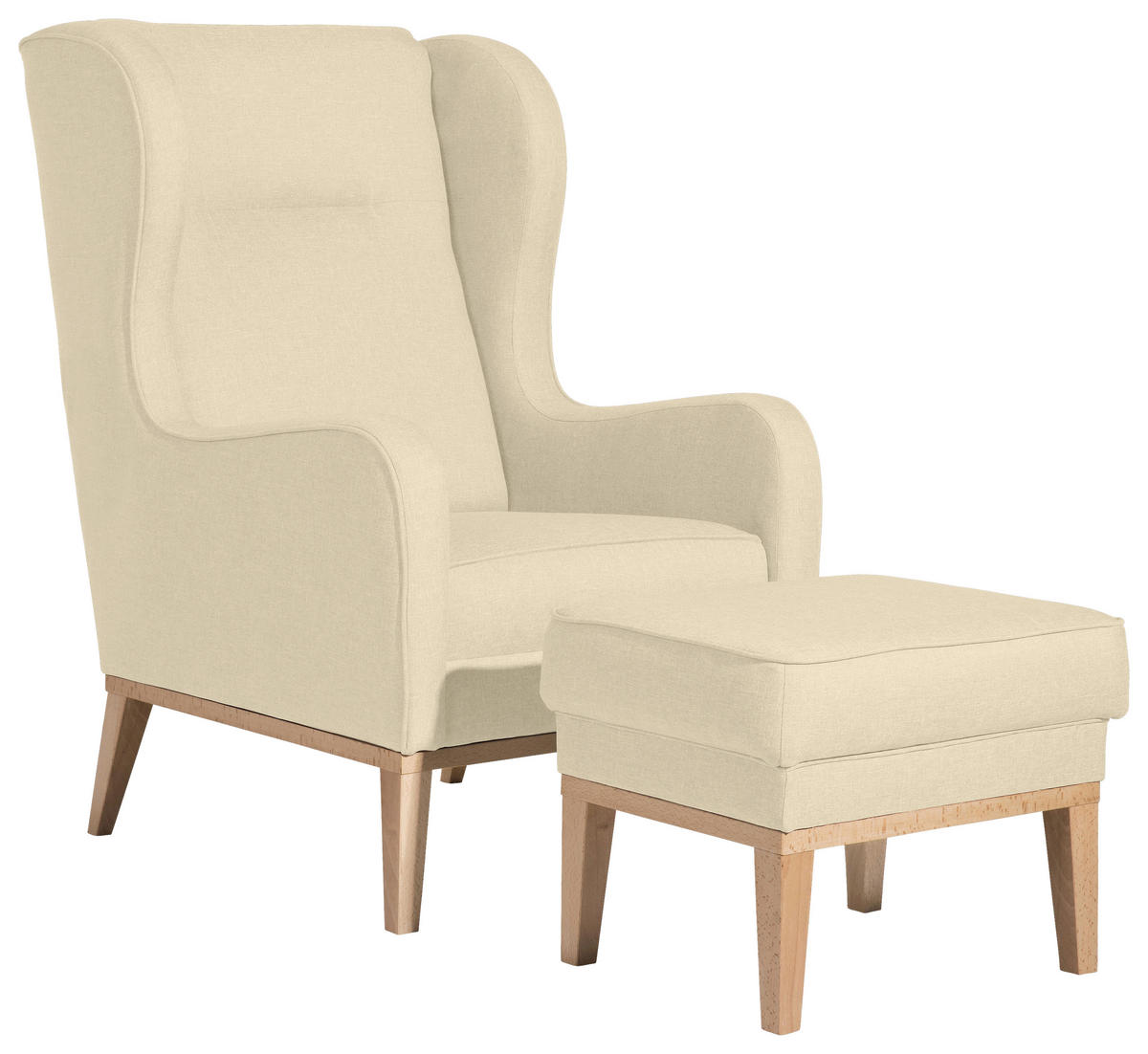 OHRENSESSEL in Flachgewebe Beige  - Beige/Naturfarben, Konventionell, Holz/Textil (66/104/78cm) - Max Winzer