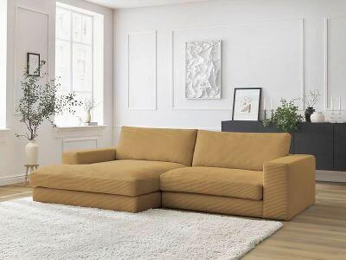 ECKSOFA  LEONARD Gelb Cord  - Gelb/Schwarz, MODERN, Kunststoff/Textil (159/274cm)