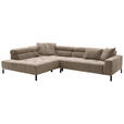 ECKSOFA in Cord Taupe  - Taupe/Schwarz, KONVENTIONELL, Textil/Metall (219/311cm) - Hom`in