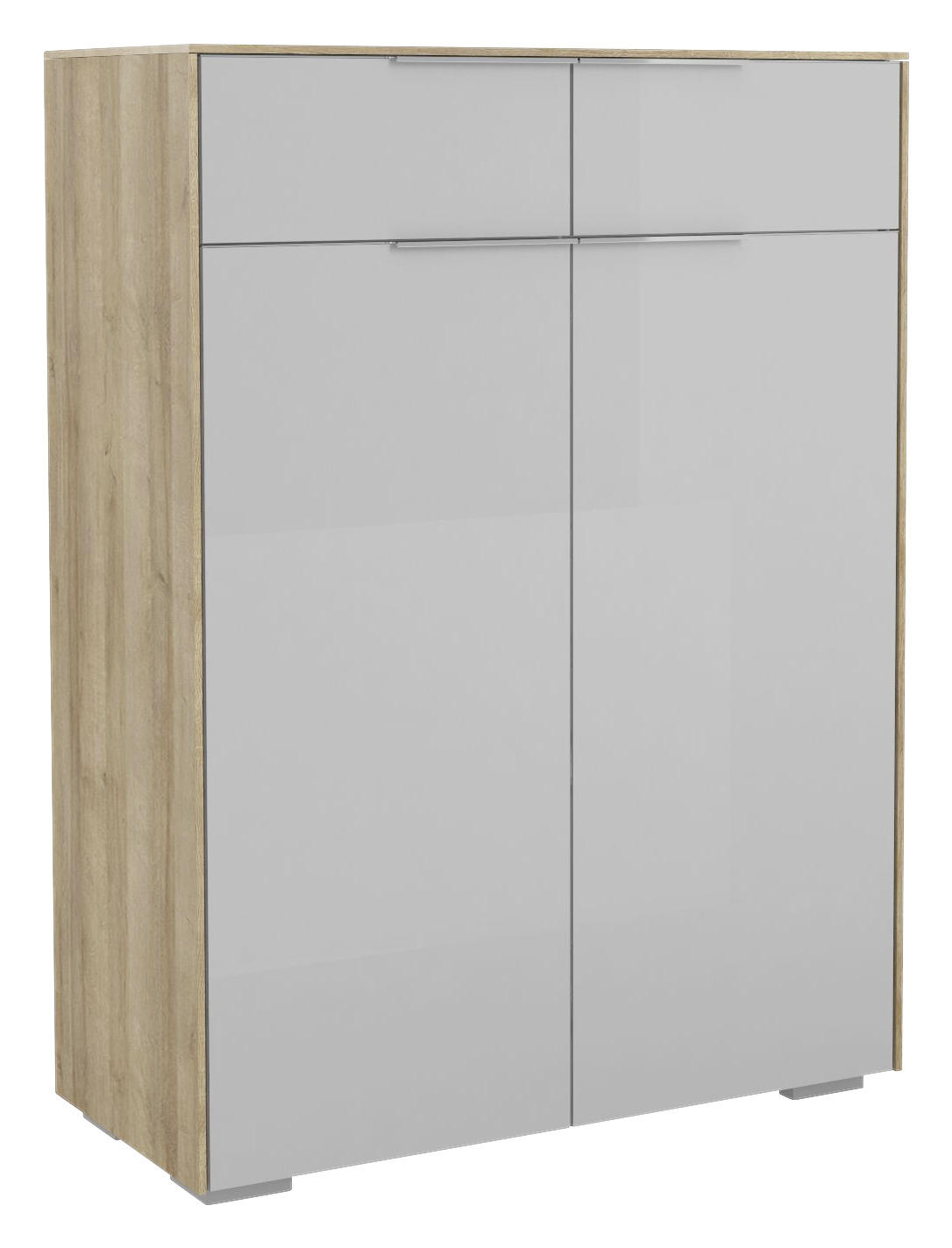 SCHUHSCHRANK Eichefarben, Hellgrau - Chromfarben/Eichefarben, Design, Glas/Holzwerkstoff (80,8/110,2/37,3cm) - Voleo