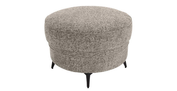 HOCKER Chenille Graubraun  - Graubraun/Schwarz, ROMANTIK / LANDHAUS, Textil/Metall (75/50/75cm) - Landscape