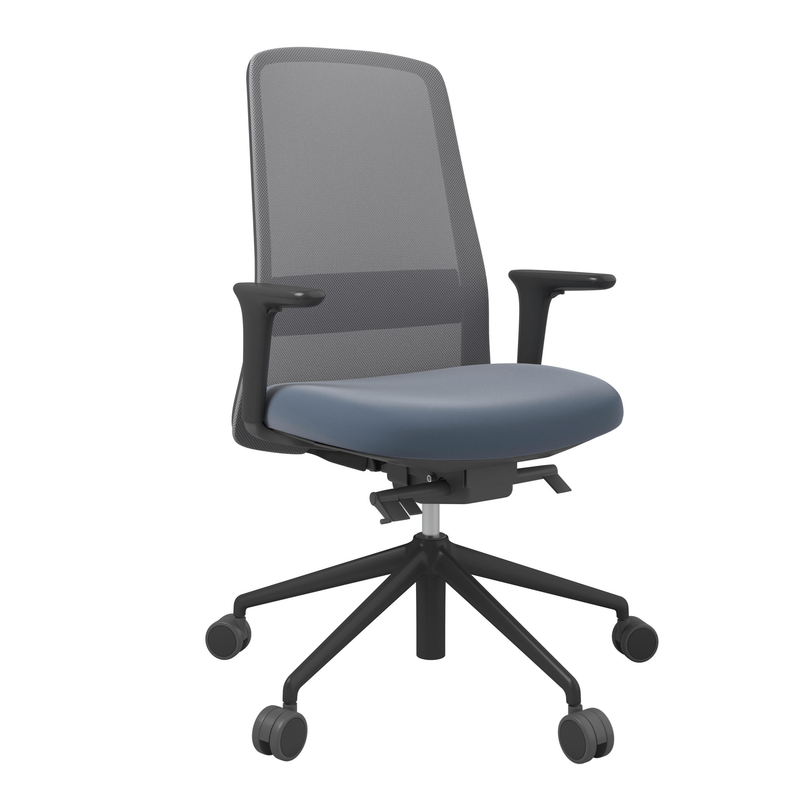 DREHSTUHL Lederlook Grau, Schwarz, Petrol  - Petrol/Schwarz, MODERN, Kunststoff/Textil (70/103-115/70cm)