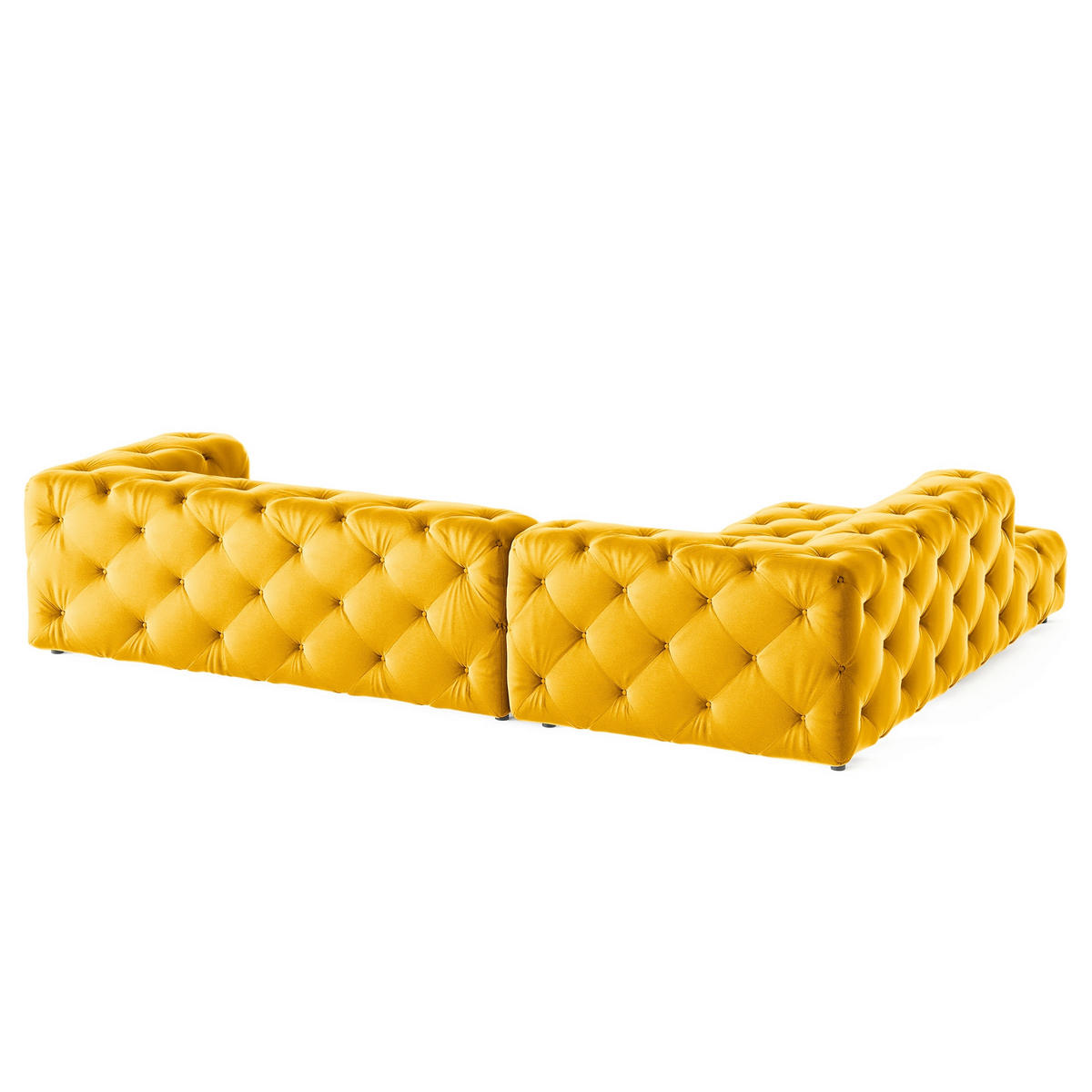 ECKSOFA Fresco Senfgelb Samt  - Senfgelb/Schwarz, Design, Kunststoff/Textil (228/325cm) - P & B