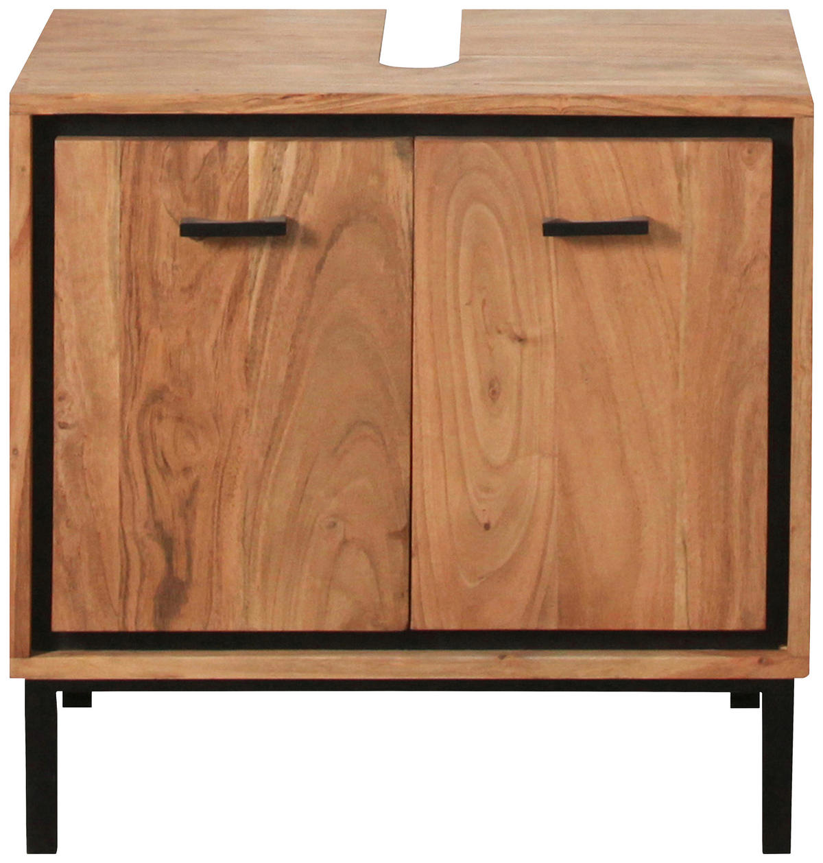 WASCHBECKENUNTERSCHRANK 60/60/32 cm  - Schwarz/Naturfarben, KONVENTIONELL, Holz/Metall (60/60/32cm) - Landscape