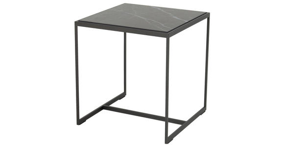 BEISTELLTISCH in Stein 45/45/49 cm - Anthrazit/Grau, Design, Stein/Metall (45/45/49cm) - Johann Jakob