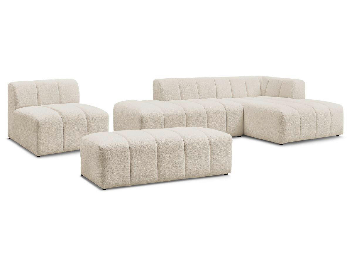 ECKSOFA Ottomane rechts  ANNECY Beige Bouclé  - Beige/Schwarz, MODERN, Kunststoff/Textil (262/170cm)