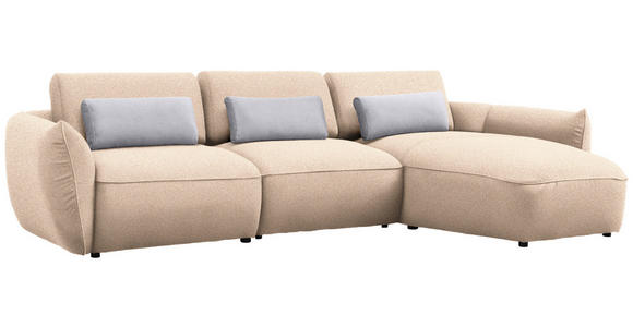 ECKSOFA  in Chenille Creme  340/190 cm  - Greige/Creme, Design, Kunststoff/Textil (340/190cm) - Belluti