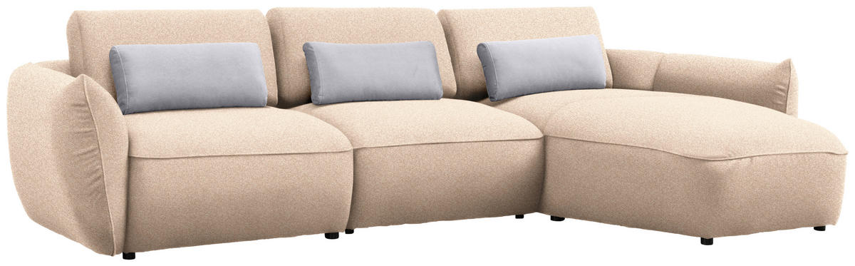 ECKSOFA  in Chenille Creme  340/190 cm  - Greige/Creme, Design, Kunststoff/Textil (340/190cm) - Belluti