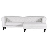 ECKSOFA in Plüsch Weiß  260/160 cm  - Dunkelbraun/Weiß, Design, Holz/Textil (260/160cm) - MID.YOU