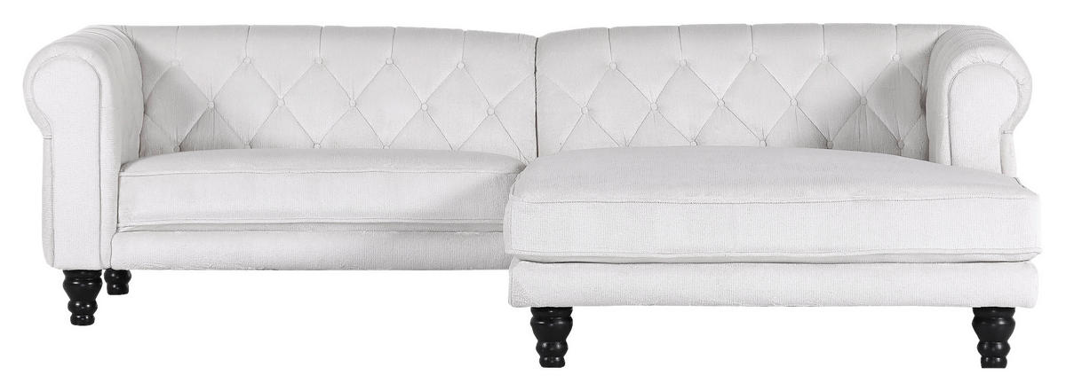 ECKSOFA in Plüsch Weiß  260/160 cm  - Dunkelbraun/Weiß, Design, Holz/Textil (260/160cm) - MID.YOU