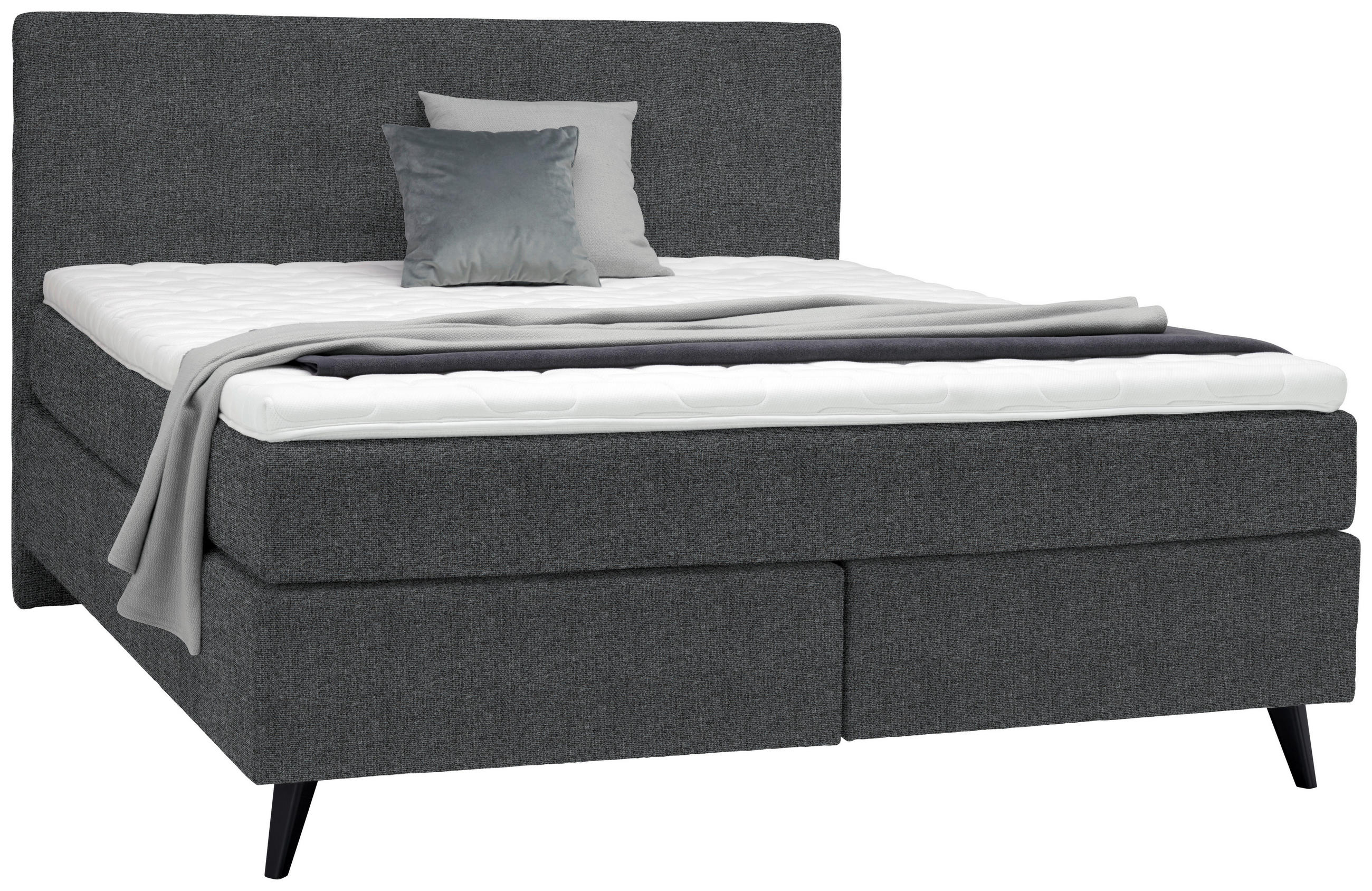 BOXSPRINGBETT 180/200 cm  in Anthrazit  - Anthrazit/Schwarz, KONVENTIONELL, Holz/Textil (180/200cm) - Voleo