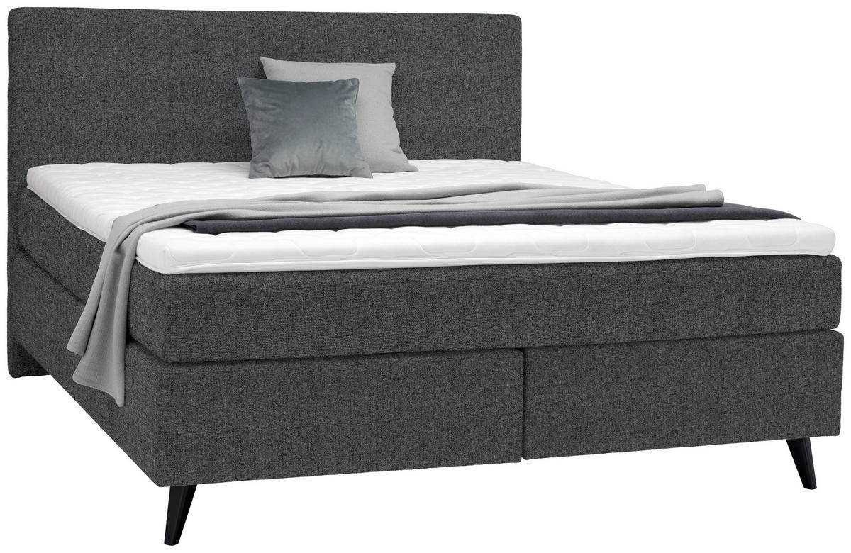 BOXSPRINGBETT 180/200 cm  in Anthrazit  - Anthrazit/Schwarz, Konventionell, Holz/Textil (180/200cm) - Voleo