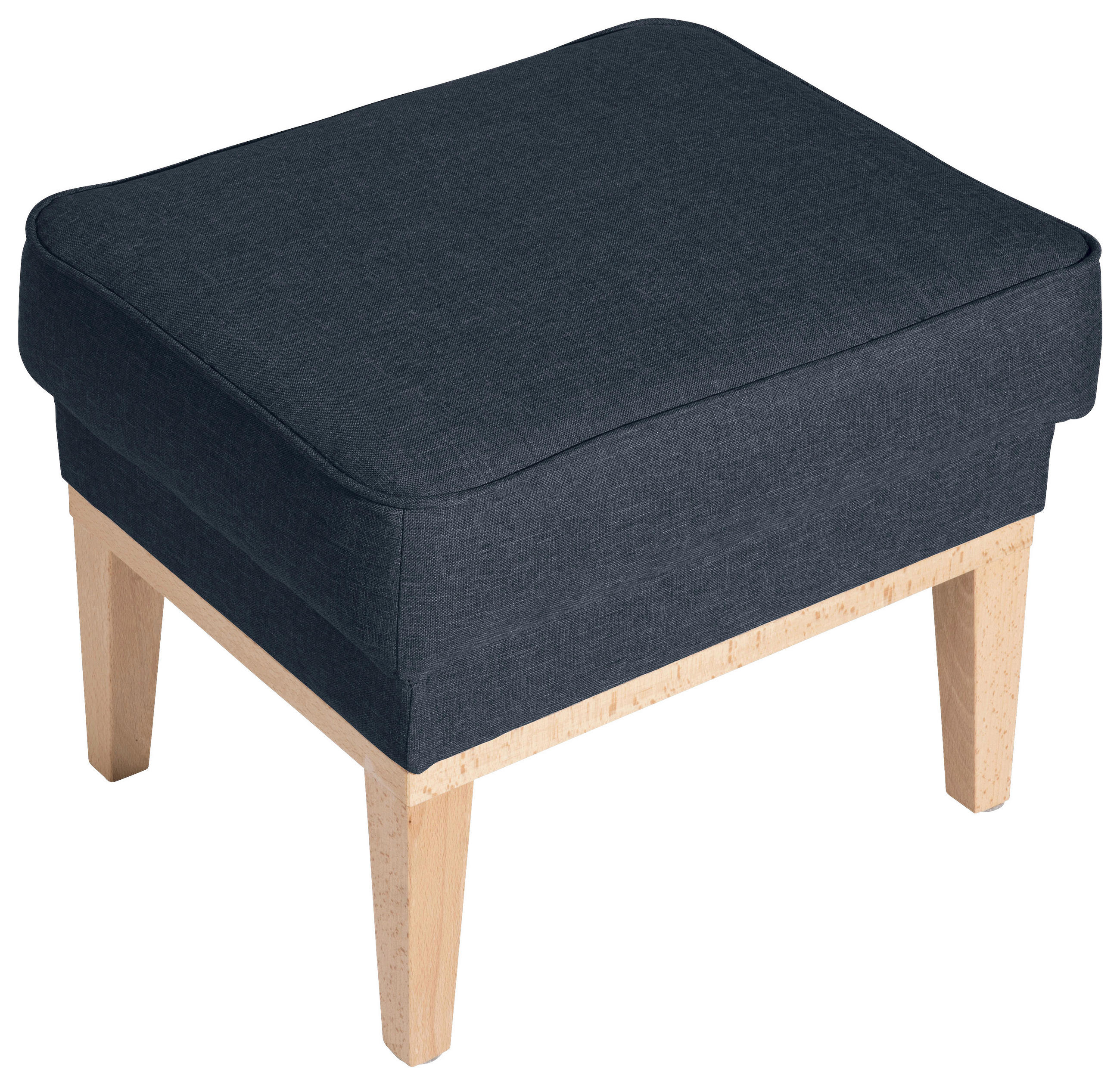 HOCKER in Textil Dunkelblau  - Naturfarben/Dunkelblau, Konventionell, Holz/Textil (50/41/41cm) - Max Winzer