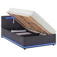 POLSTERBETT 120/200 cm,  in Graphitfarben, Lattenrost, Bettkasten,  - Birkefarben/Buchefarben, Design, Holz/Kunststoff (120/200cm) - Xora