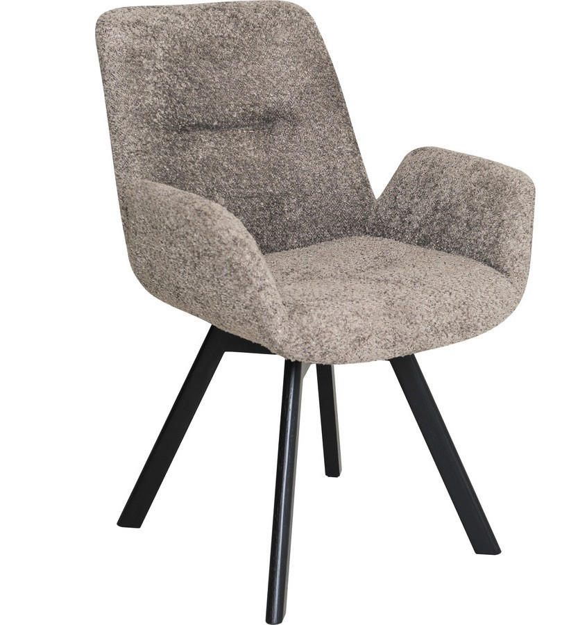 STOL MED ARMSTÖD bouclé  - svart/taupe, Design, trä/textil (64/88/63cm) - Best Price