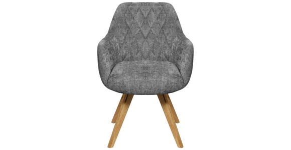 ARMLEHNSTUHL in Holz, Textil Grau  - Naturfarben/Grau, KONVENTIONELL, Holz/Textil (59/85/65cm) - Linea Natura