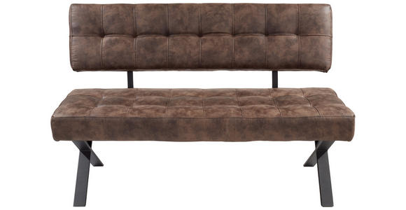 SITZBANK 140/93/61 cm Lederlook Braun Metall  - Anthrazit/Braun, Trend, Textil/Metall (140/93/61cm) - Carryhome