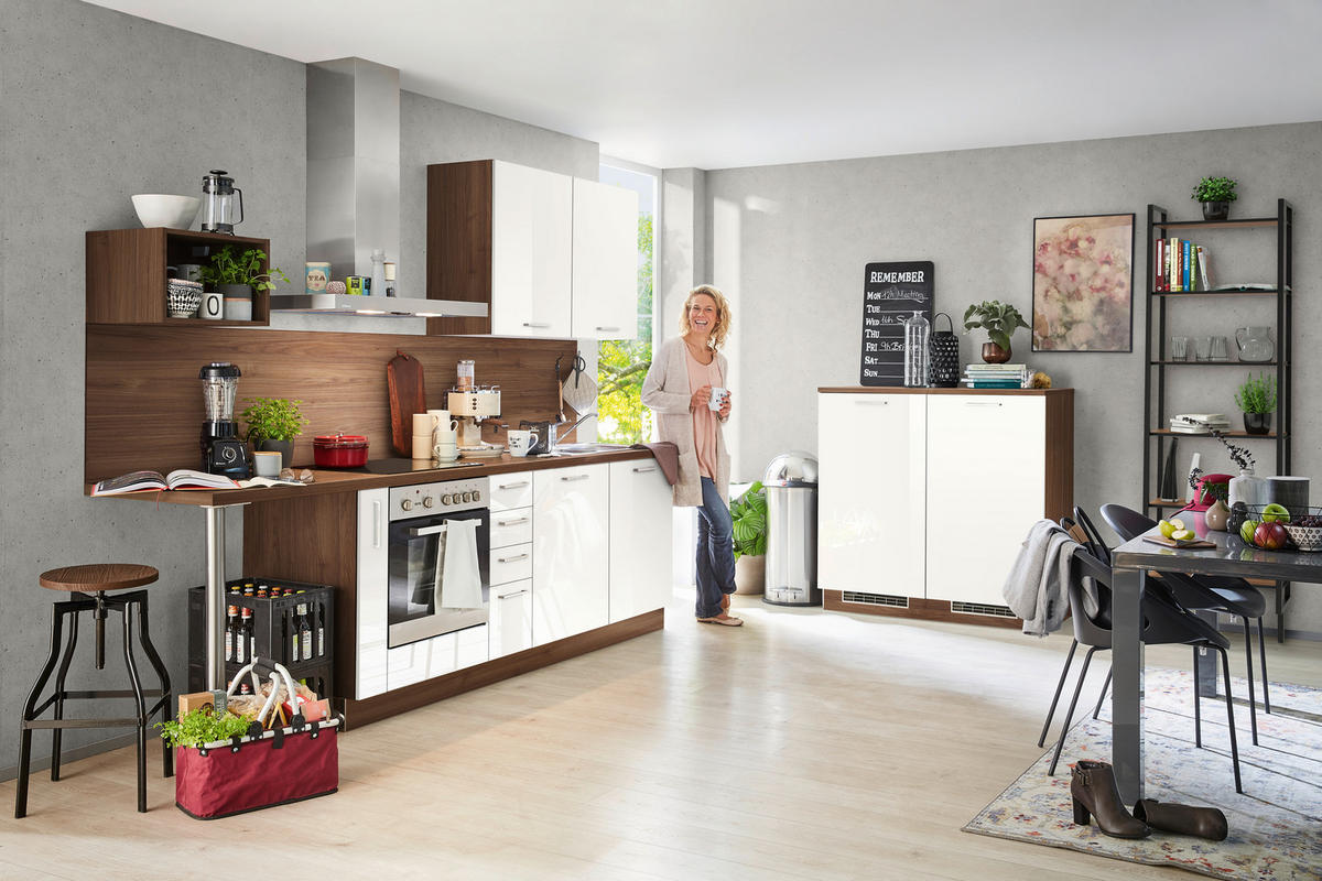 KÜCHENLEERBLOCK  295/120 cm  in Nussbaumfarben  - Nussbaumfarben/Weiß, MODERN, Holzwerkstoff (295/120cm) - Welnova