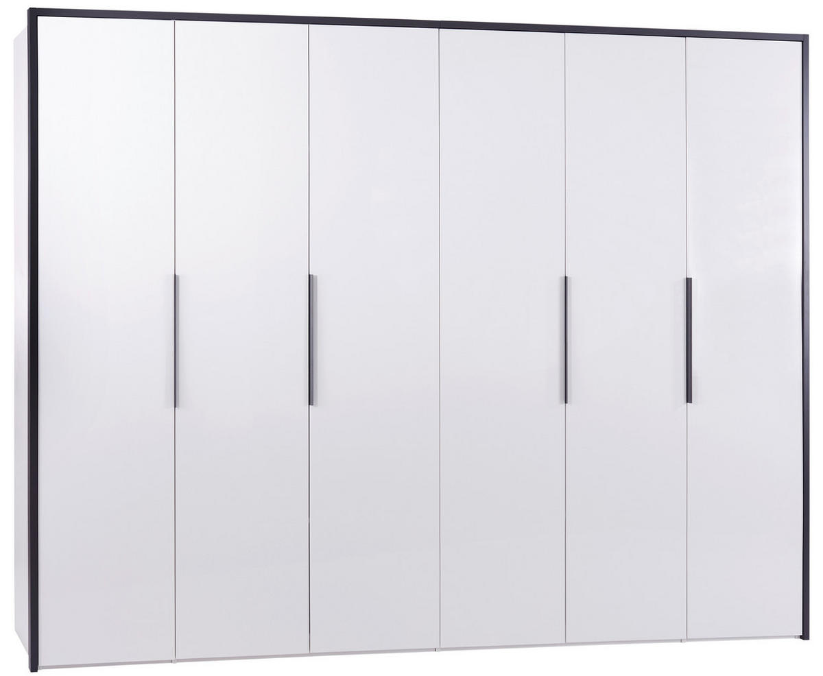 DREHTÜRENSCHRANK 299/222/60.1 cm 6-türig Weiß  - Silberfarben/Weiß, MODERN, Holzwerkstoff/Metall (299/222/60.1cm) - MID.YOU