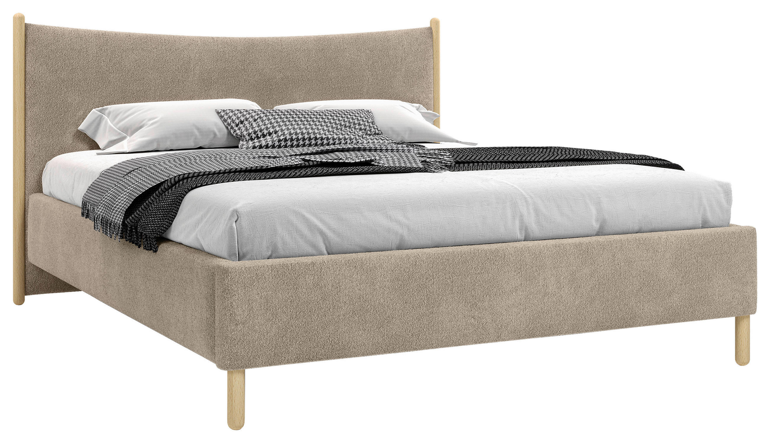 POLSTERBETT 140/200 cm,  in Braun, gepolstertes Kopfteil, Lattenrost, Bettkasten,  - Buchefarben/Braun, MODERN, Holz/Holzwerkstoff (140/200cm) - MID.YOU