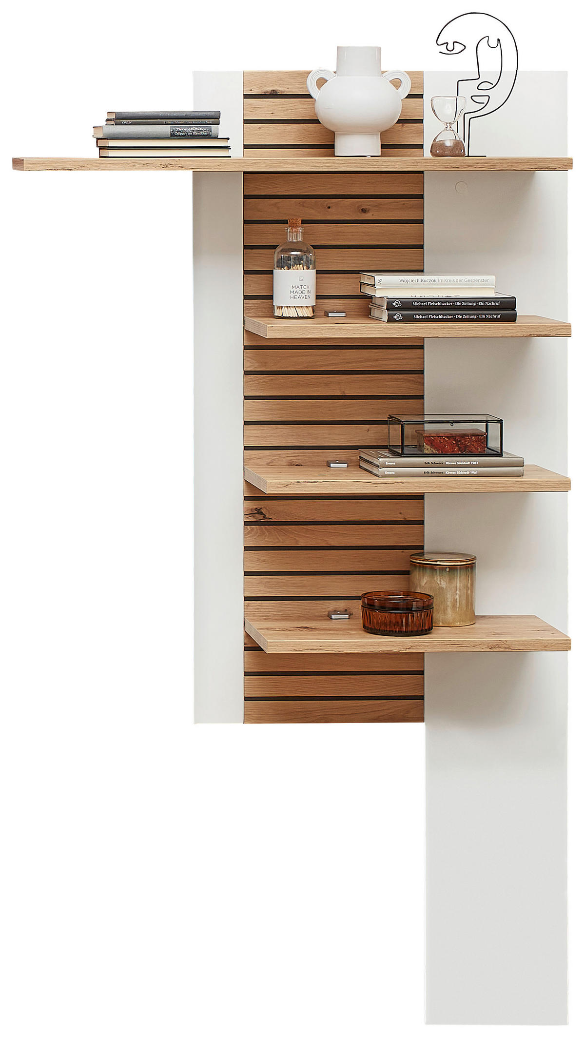 WANDPANEEL Weiss, Eiche Artisan  96/165/28 cm  - Weiss/Eiche Artisan, Design, Holzwerkstoff (96/165/28cm) - Stylife