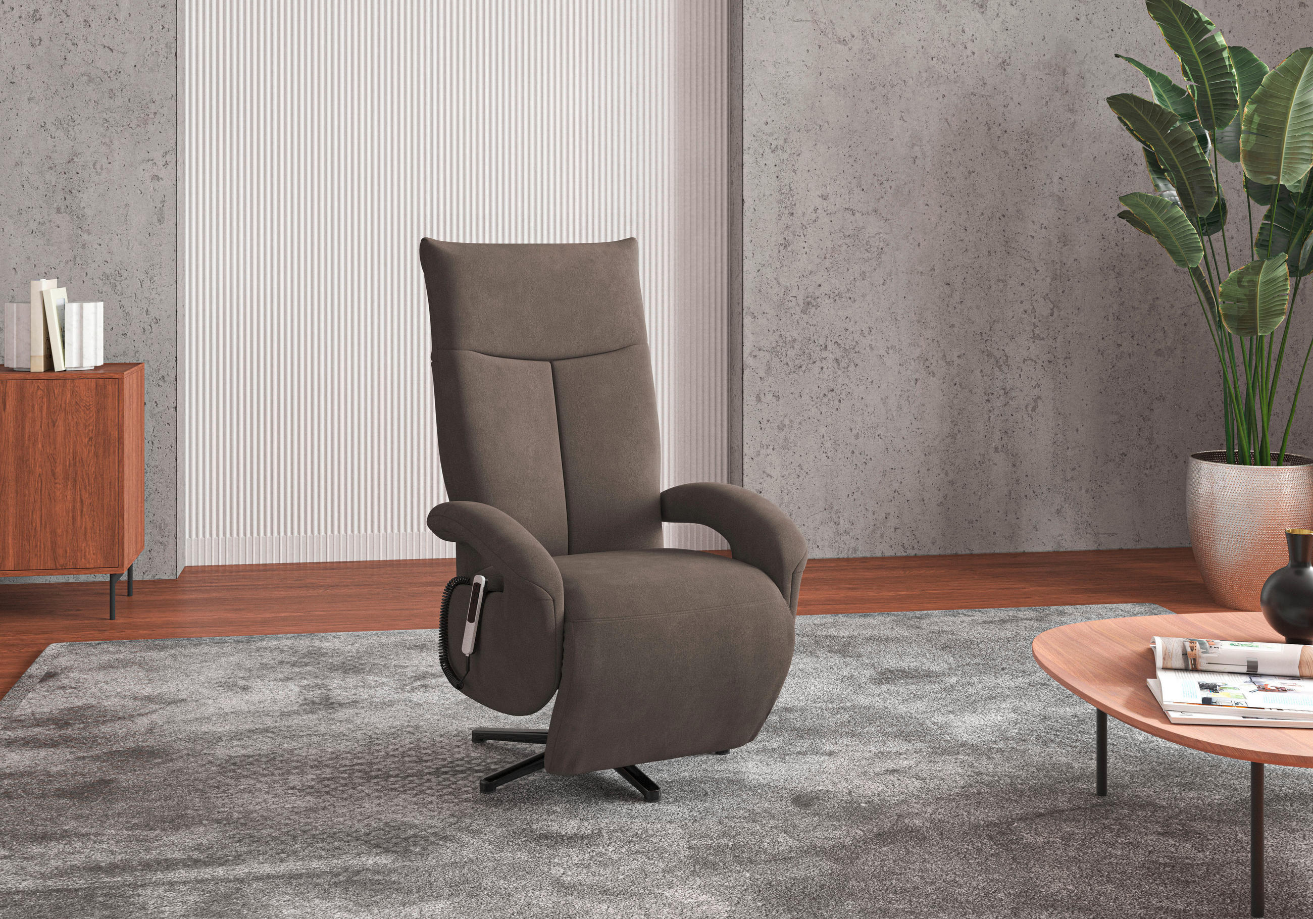 SESSEL in Flachgewebe Schlammfarben  - Schlammfarben/Schwarz, Konventionell, Textil/Metall (74/112/82cm) - Sit & More