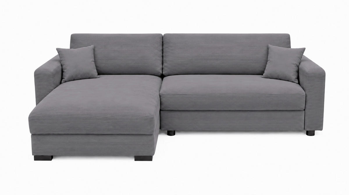 ECKSOFA  Cord Grau  - Schwarz/Grau, Basics, Holz/Holzwerkstoff (284/184cm) - MID.YOU