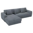 ECKSOFA in Cord Grau  182/302 cm  - Schwarz/Grau, MODERN, Kunststoff/Textil (182/302cm) - Carryhome