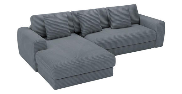 ECKSOFA in Cord Grau  182/302 cm  - Schwarz/Grau, MODERN, Kunststoff/Textil (182/302cm) - Carryhome