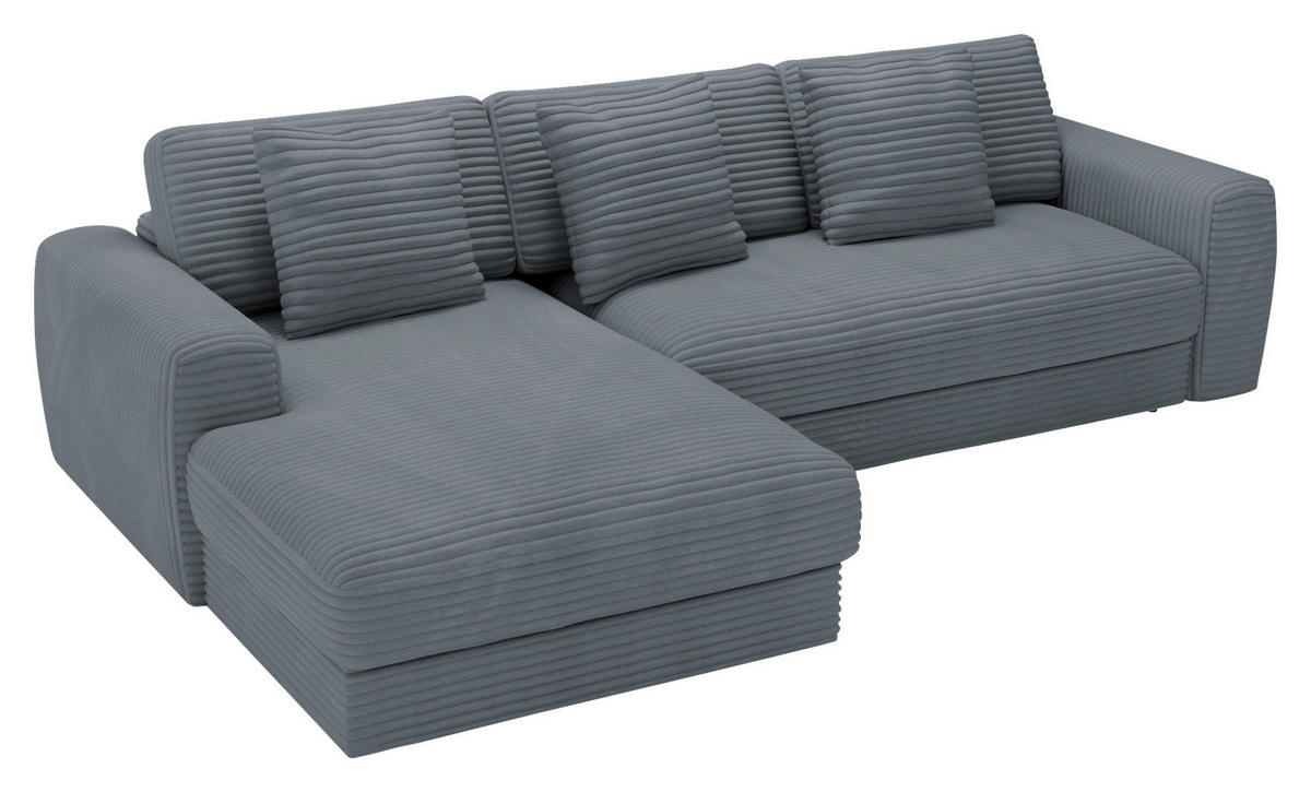ECKSOFA in Cord Grau  - Schwarz/Grau, Modern, Kunststoff/Textil (182/302cm) - Carryhome