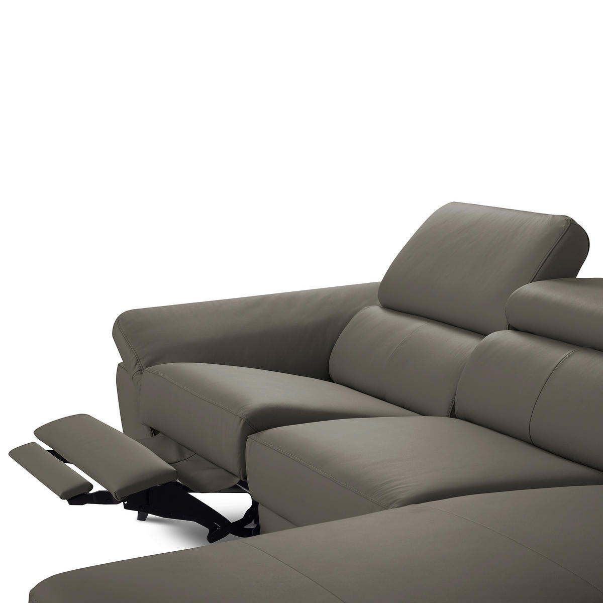 ECKSOFA Lederlook Echtleder Schlammfarben  - Chromfarben/Schlammfarben, Design, Leder/Textil (252/179cm) - Livetastic