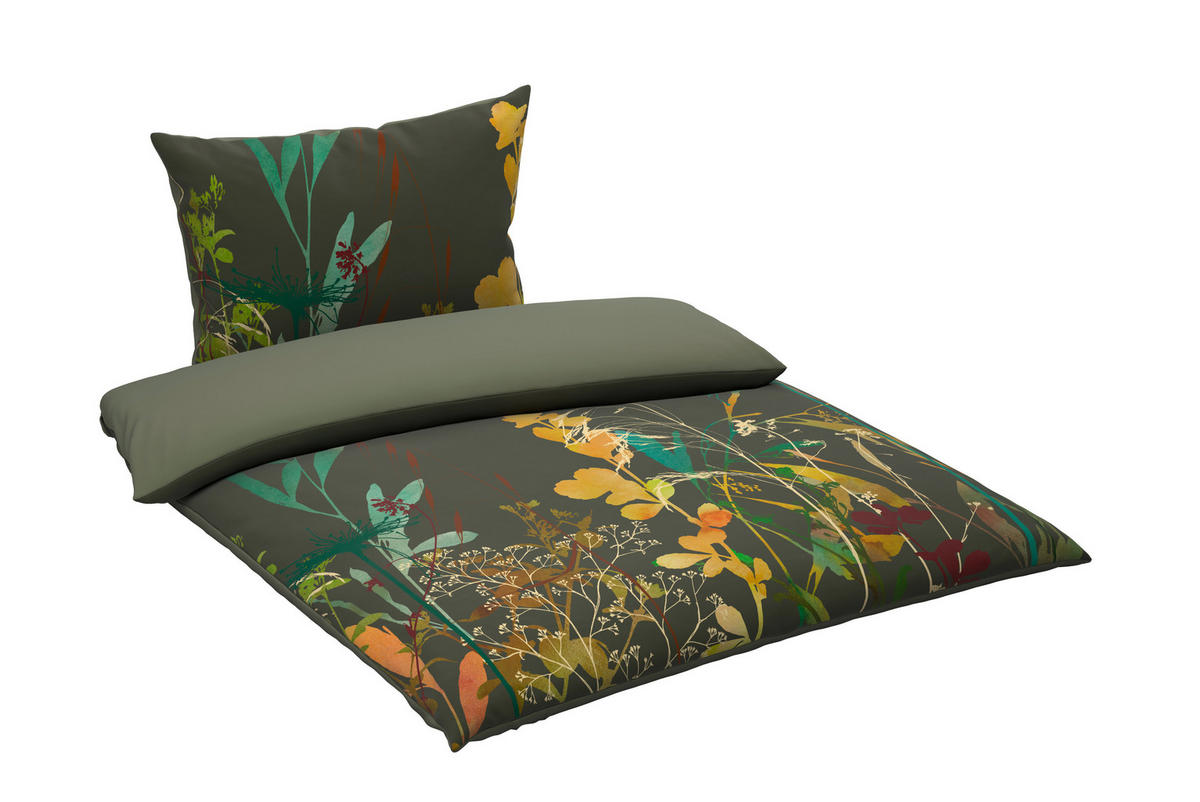 WENDEBETTWÄSCHE 2-teilig Satin 140/200 cm  - Olivgrün, KONVENTIONELL, Textil (140/200cm) - Esposa