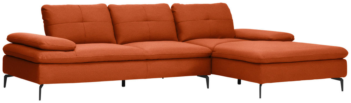 ECKSOFA in Webstoff Terracotta  - Terracotta/Schwarz, Design, Textil/Metall (301/179cm) - Chilliano