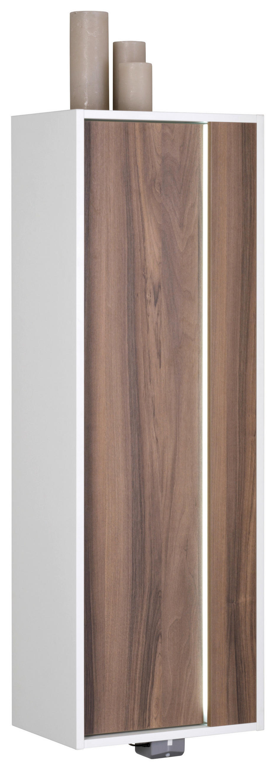 MIDISCHRANK 40/120/30 cm  - Nussbaumfarben/Weiß, KONVENTIONELL, Glas/Holzwerkstoff (40/120/30cm) - Voleo