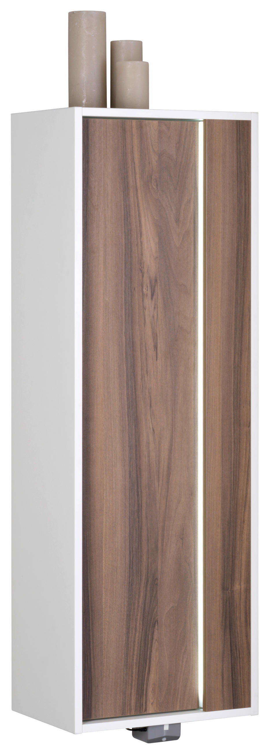 MIDISCHRANK 40/120/30 cm  - Nussbaumfarben/Weiß, KONVENTIONELL, Glas/Holzwerkstoff (40/120/30cm) - Voleo