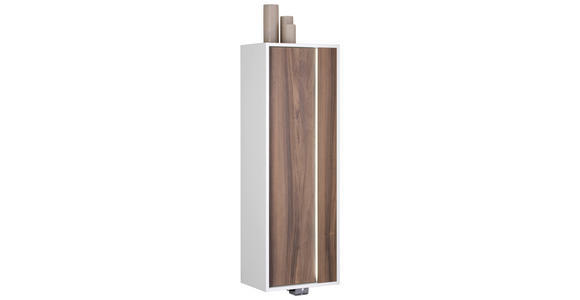 MIDISCHRANK 40/120/30 cm  - Nussbaumfarben/Weiß, KONVENTIONELL, Glas/Holzwerkstoff (40/120/30cm) - Voleo