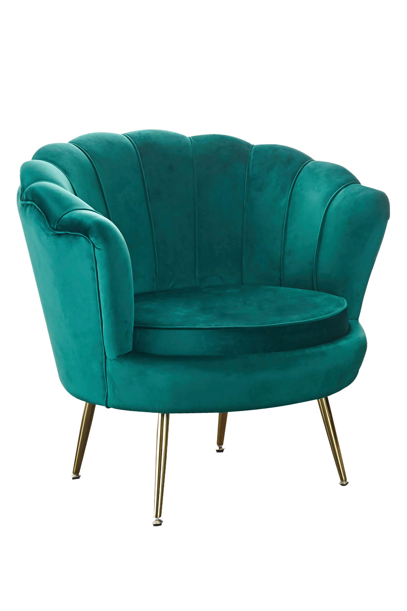 SESSEL in Samt Grün - Goldfarben/Grün, MODERN, Textil/Metall (76/78/76cm) - Livetastic