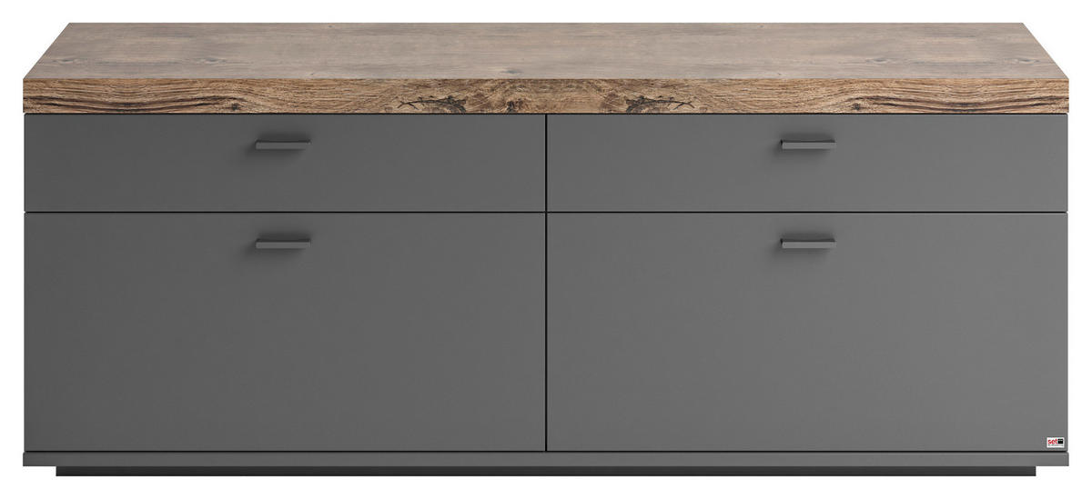 LOWBOARD  in 150,1/58,7/43,8 cm  - Eichefarben/Grau, Design, Holzwerkstoff/Metall (150,1/58,7/43,8cm) - SetOne by Musterring