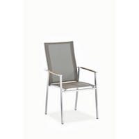 GARTENSTUHL Edelstahl Taupe, Edelstahlfarben  - Taupe/Edelstahlfarben, Design, Holz/Textil (57/100/64cm)