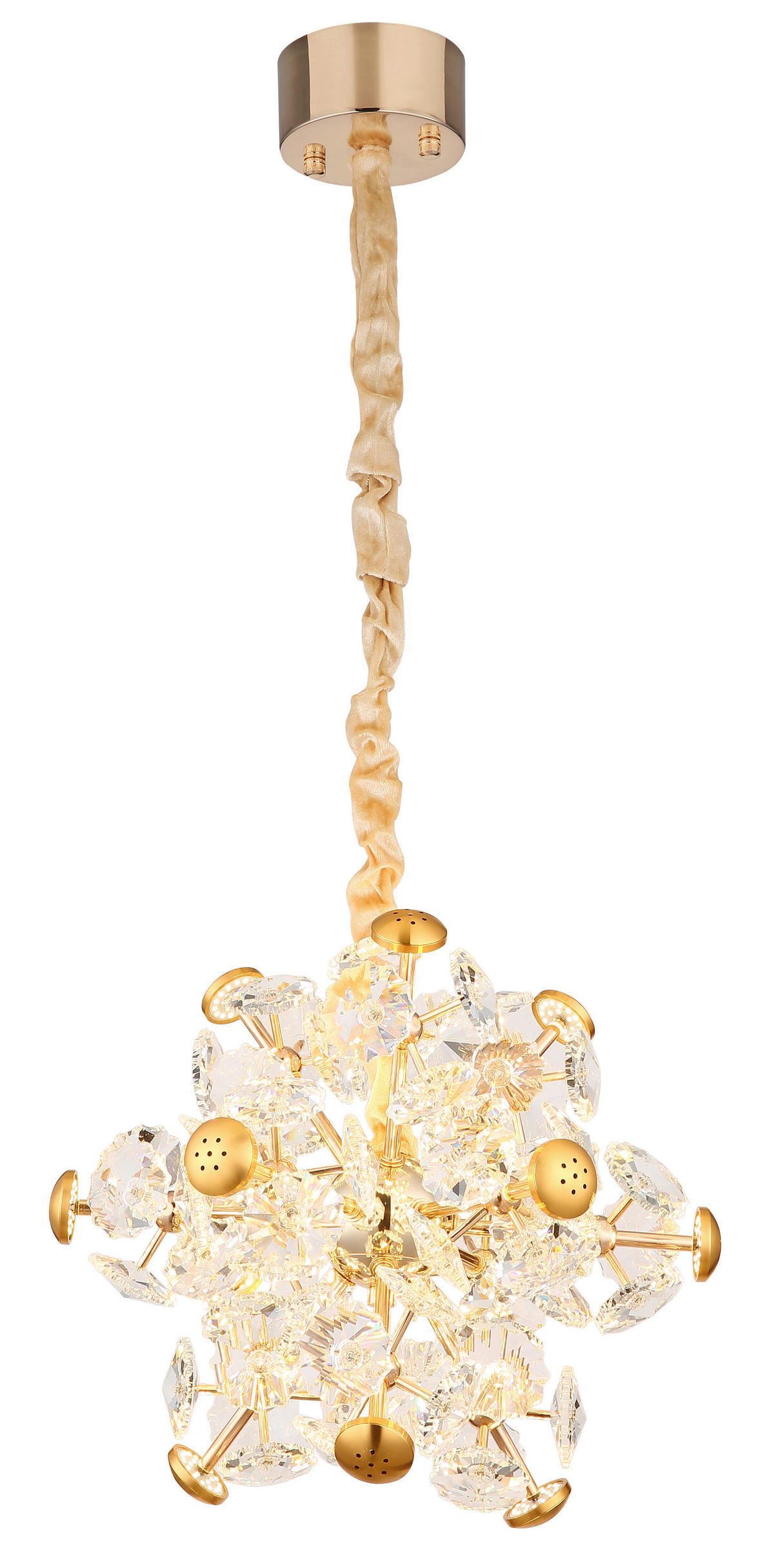 LED-HÄNGELEUCHTE 40/120 cm  - Klar/Goldfarben, Design, Glas/Metall (40/120cm) - Globo