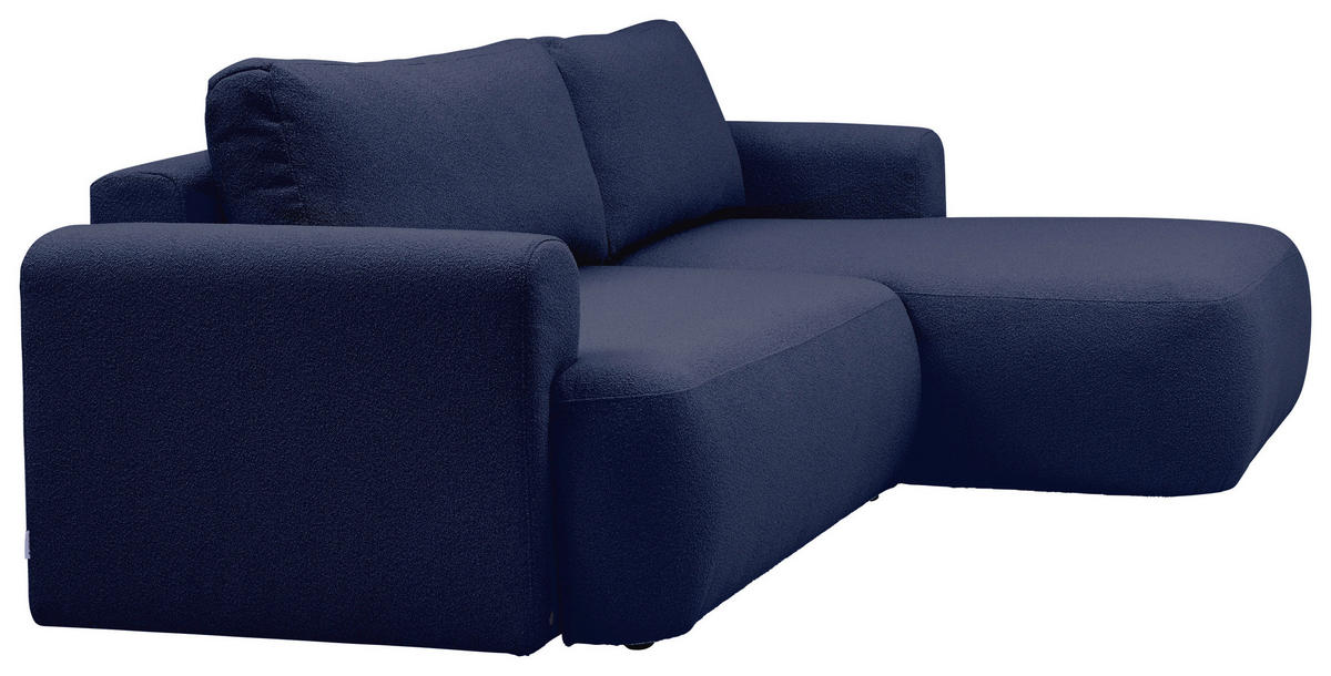 ECKSOFA Dunkelblau Bouclé Rückenkissen, Rücken echt  - Schwarz/Dunkelblau, KONVENTIONELL, Kunststoff/Textil (257/170cm) - Tom Tailor
