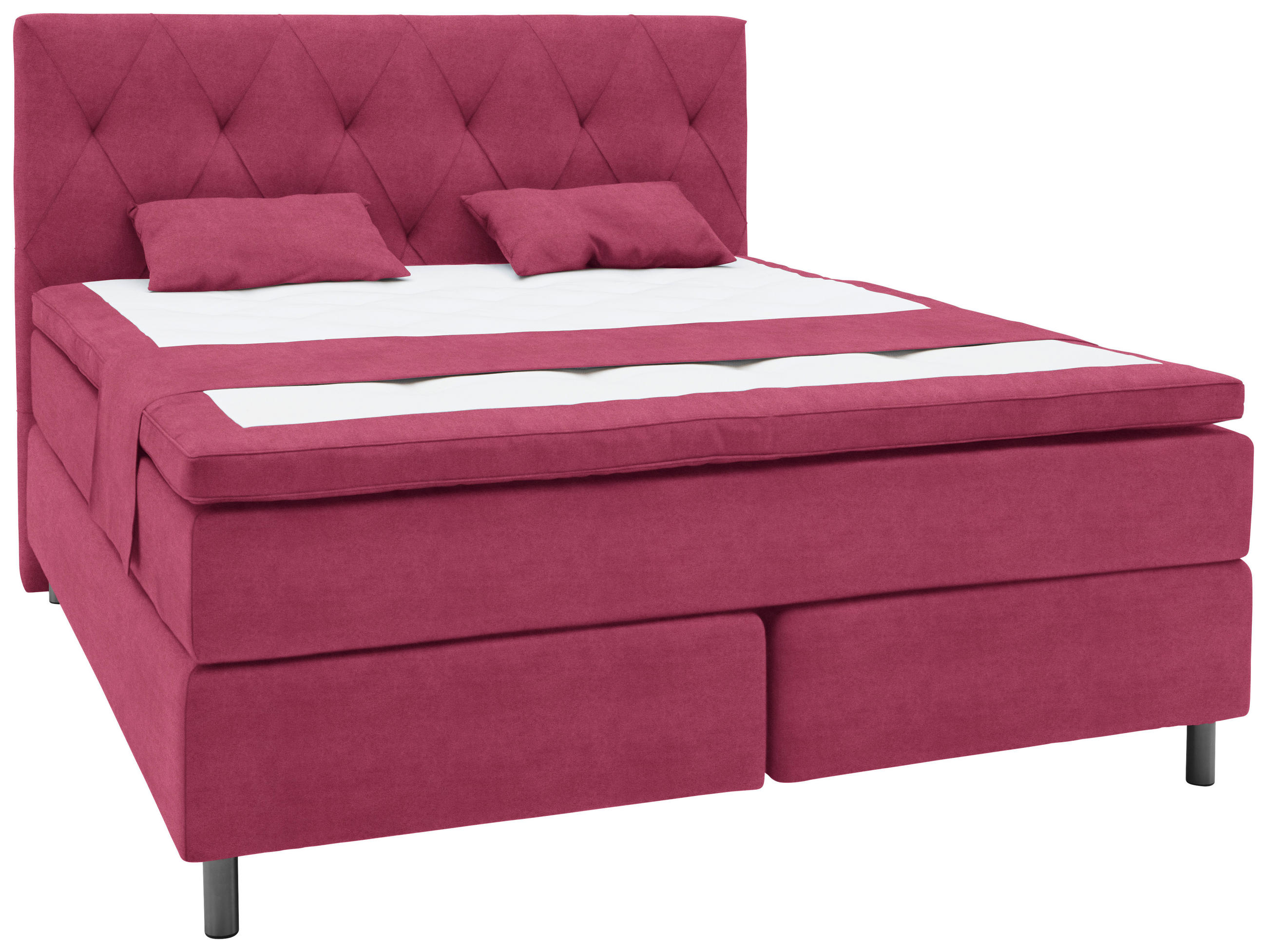 KONTINENTALSÄNG 180/200 cm  i röd  - röd/grå, Klassisk, metall/trä (180/200cm) - Elegando