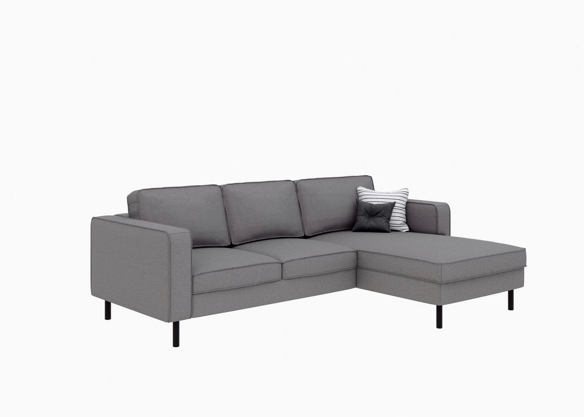 ECKSOFA WATKINS Anthrazit Struktur  - Anthrazit/Schwarz, MODERN, Textil/Metall (232/161cm) - Trendmanufaktur