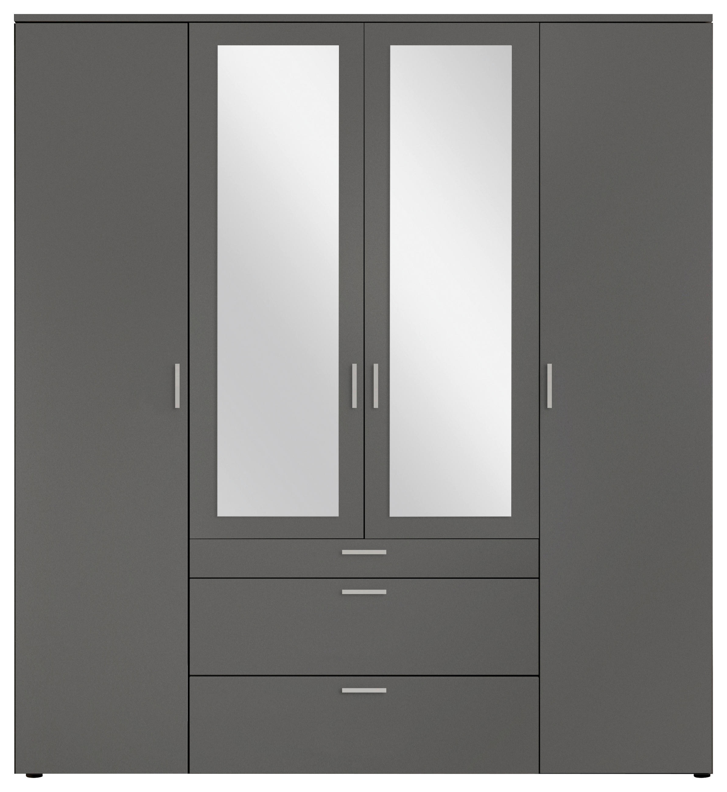 Thumbnail - Livetastic Drehtürenschrank, Graphit, Kunststoff, 8 Fächer, 3 Schubladen, 180x195x56 cm, Schrankfront mit Spiegel, Schla...