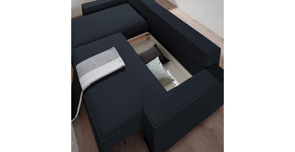 ECKSOFA in Cord, Webstoff Schwarz - Schwarz, MODERN, Holz/Textil (157/265cm) - Carryhome