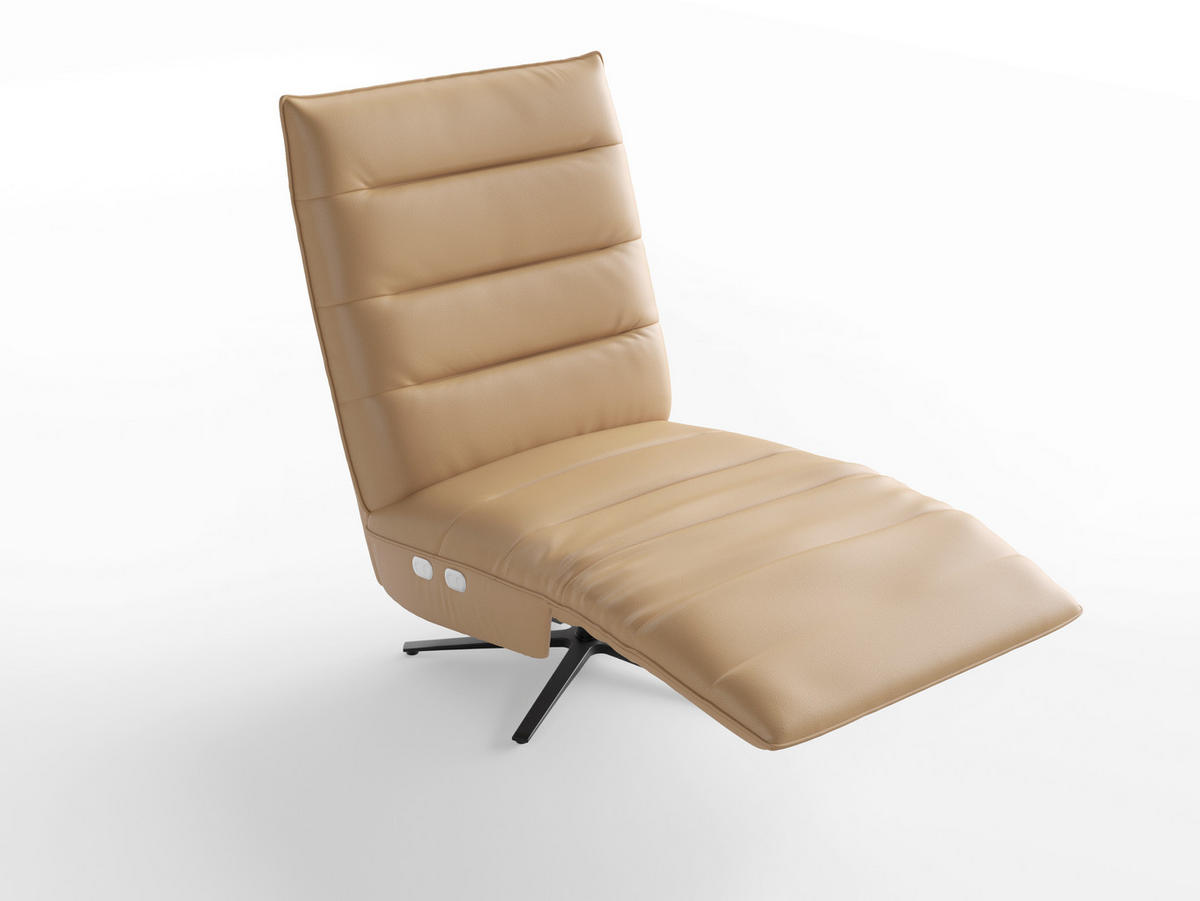 RELAXSESSEL EVE E Echtleder Kopfteilverstellung, Rücken echt    - Schwarz/Cappuccino, Basics, Leder/Metall (80/109/98cm) - Sit & More