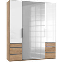 DREHTÜRENSCHRANK in Weiss, Eichefarben  - Chromfarben/Weiss, Modern, Glas/Holzwerkstoff (200/236/58cm) - MID.YOU