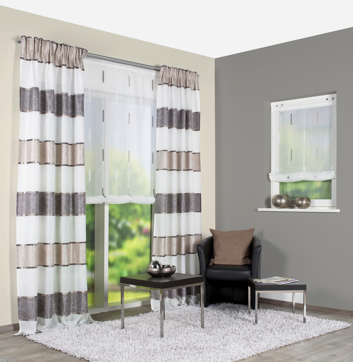 FERTIGVORHANG  blickdicht  140/145 cm   - Taupe/Bernsteinfarben, Design, Textil (140/145cm)