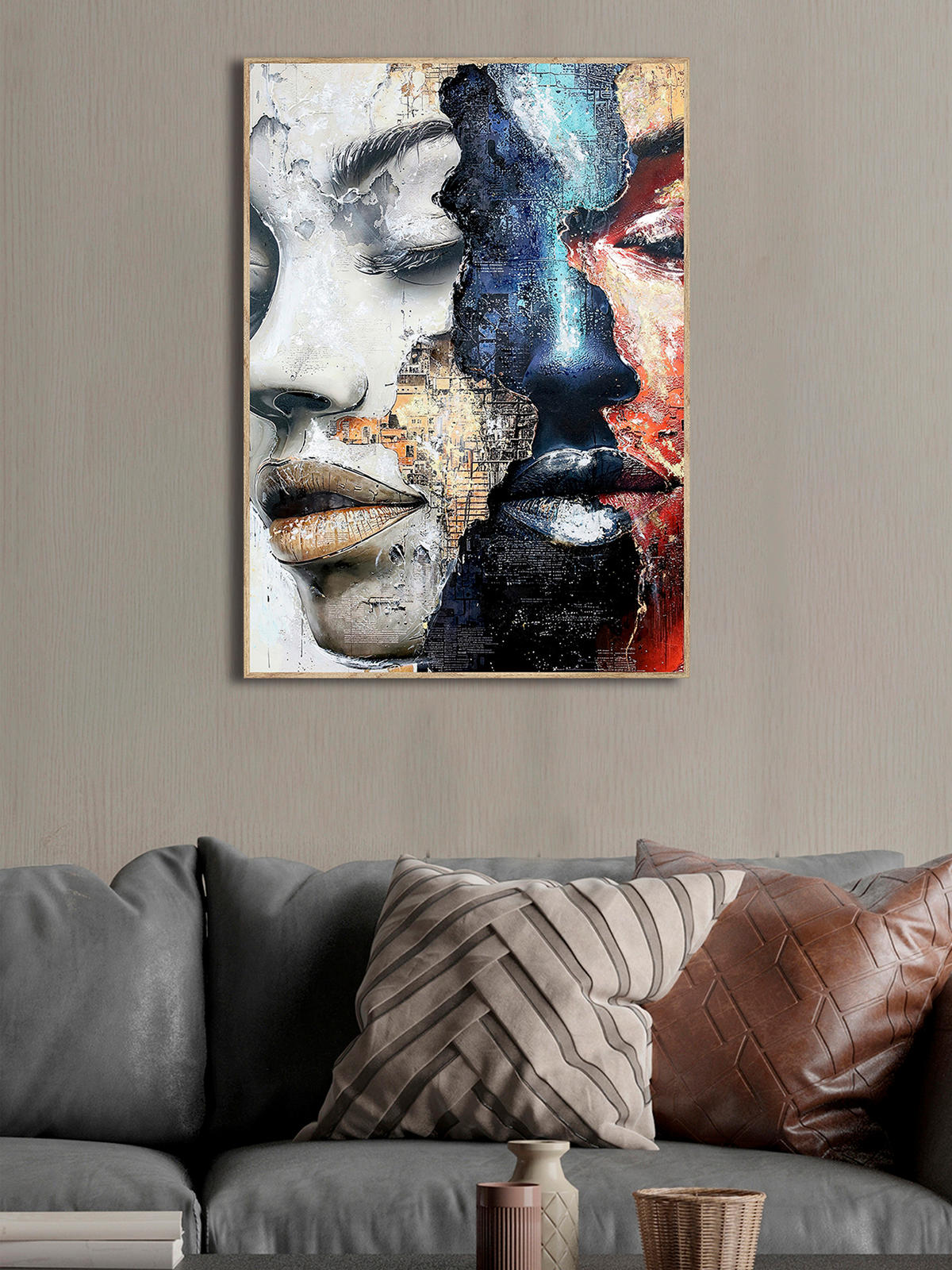 ÖLGEMÄLDE Frauen 50/70 cm  - Eichefarben/Multicolor, Design, Holzwerkstoff/Textil (50/70cm) - Monee